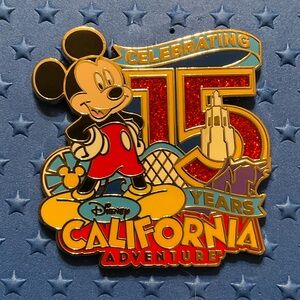 Disney Mickey Mouse 15th Anniversary Pin - Red, Blue, Gold